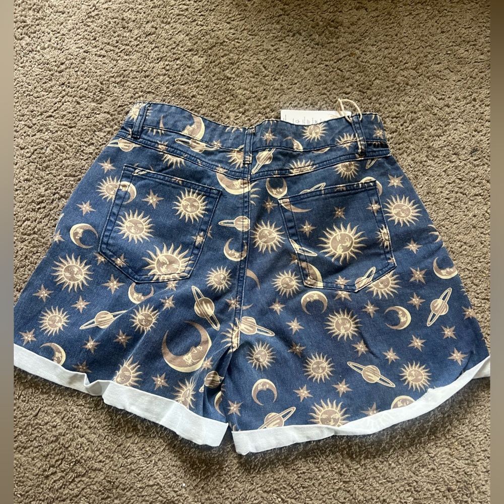 Denim Jeans with Sun and Moon Print